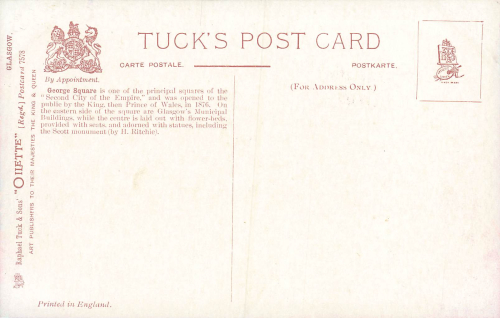 Glasgow George Square Künstlerkarte Tucks Oilette o 1910