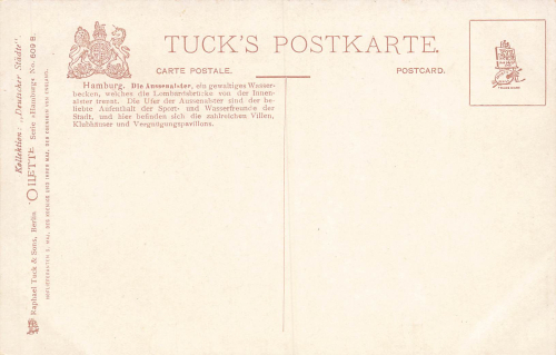 Hamburg Aussenalster Künstlerkarte Fritz von Kamptz Tucks Oilette * um 1910