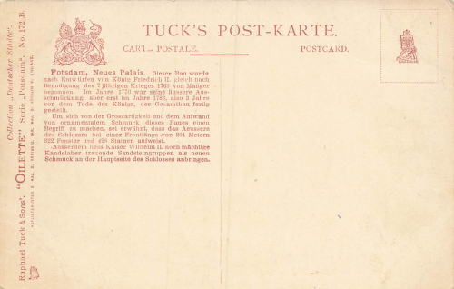 Potsdam New Palace Artist Postcard Tucks Oilette * circa 1910