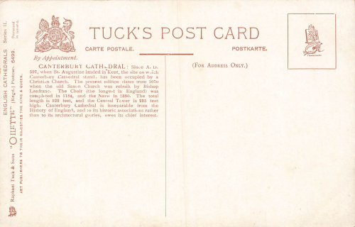Canterbury Cathedral Künstlerkarte Tucks Oilette * um 1910