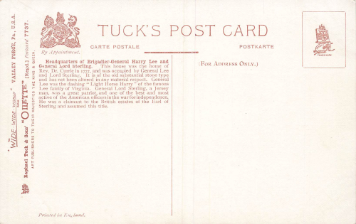 Valley Forge PA. Headquarter Künstlerkarte Tucks Oilette * um 1910 arte Tucks Oilette * um 1910