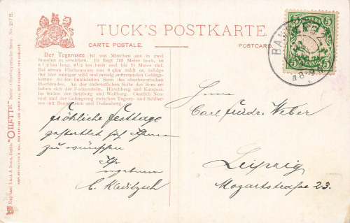 83684 Tegernsee Künstlerkarte Tucks Oilette o 1909