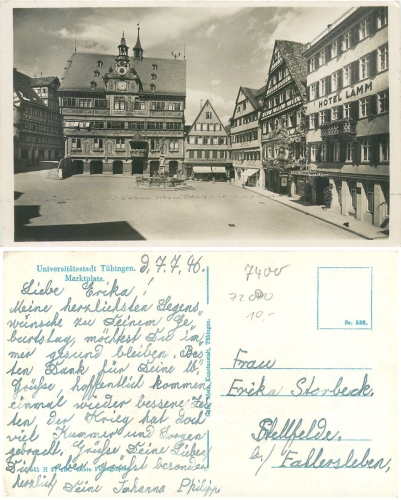 Tubingen Hotel Lamm gebr. 9.7.1946