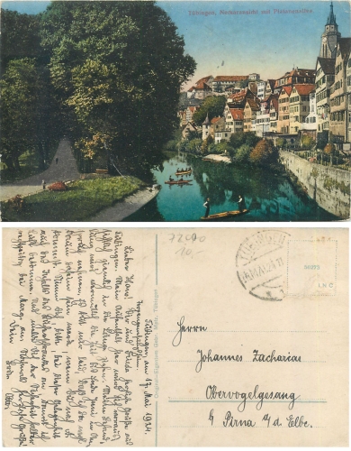 Tübingen Neckaransicht mit Platanenallee o 17.05.1924