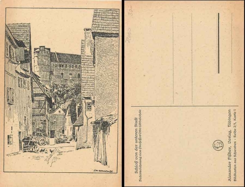 Tübingen Castle artist card Otto Ubbelohde * ca. 1920
