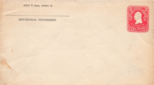 USA Two Cents postal stationery cover Washington with additional imprint Convington Tennessee *