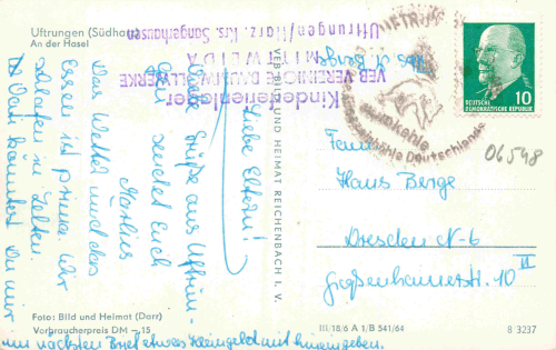 06536 Uftrungen Südharz an der Hasel o 1964