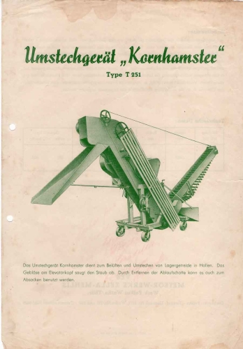 Umstechgerät "Kornhamster" T 251 Landwirtschaft Werbeprospekt Werk Petkus Wutha 1954