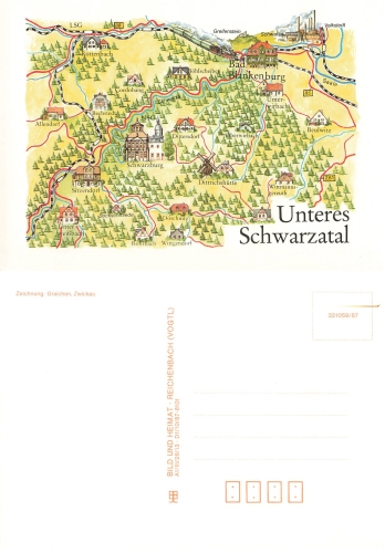 Unteres Schwarzatal Künstlerkarte Graichen * 1987