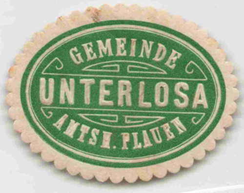 Unterlosa (Plauen, Vogtland) – seal of the municipal administration, c. 1930