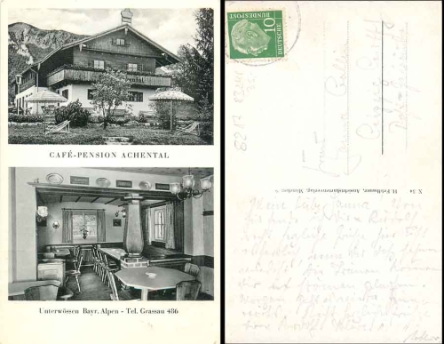83246 Unterwössen Cafe Pension Achental o ca. 1960