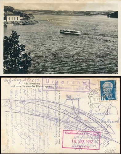 09385 Ursprung via Hohenstein-Ernstthal country postmark on postcard o 18.3.1957