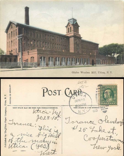 Utica NY Globe Woolen Mill, o 28.6.1910