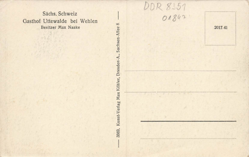 01847 Uttewalde Gasthof Max Naake * um 1920