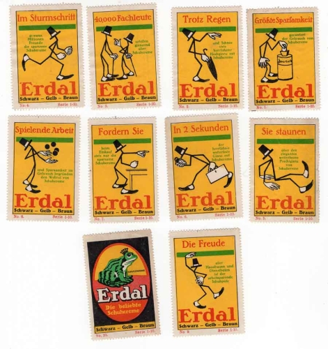 Vignettes Erdal-Schucreme 10 pieces series complete around 1920