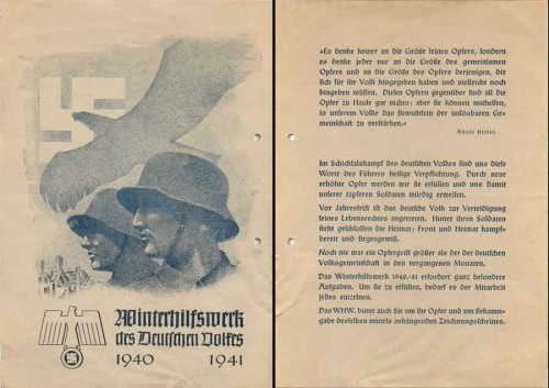 Winter relief organization WHW poster 1940/41 approx. A4