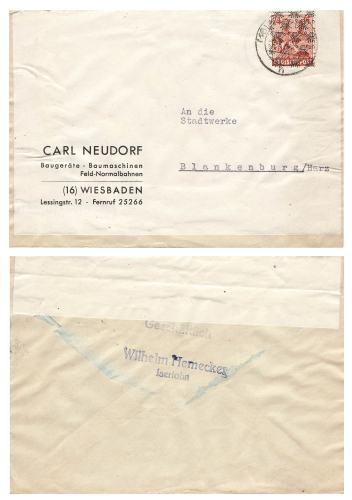 Currency reform Michel 44 II network overprint single franking o Wiesbaden 8.7.1948
