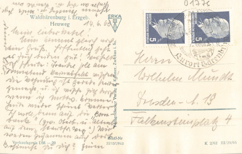 01773 Waldbaerenburg Erzgebirge Heuweg Altenberg o 1963