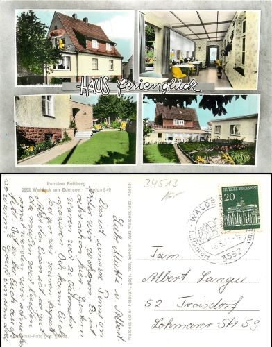 34513 Waldeck Pension Rettberg Haus Ferien Gluck o 5.8.1971 