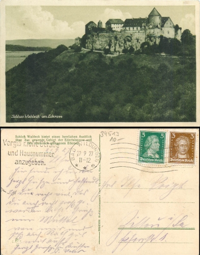 Waldeck am Edersee Schloss o 22.09.1927