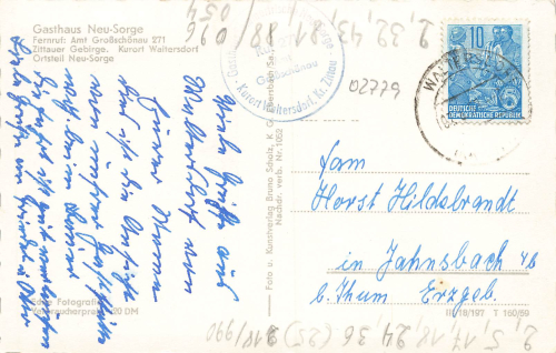 02799 Waltersdorf Oberlausitz Gasthaus Neu-Sorge o 1959
