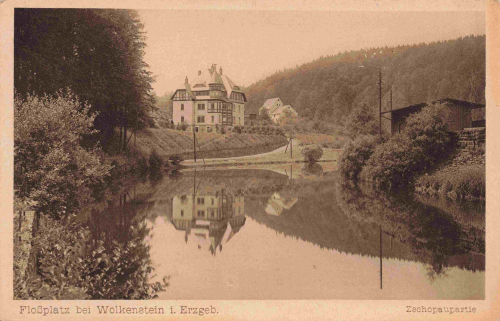 Wolkenstein Erzgebirge Flossplatz an der Zschopau * um 1920