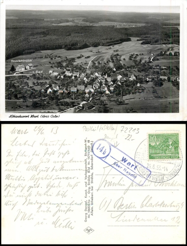 Wart country postmark 14b about Nagold o 29.06.1953