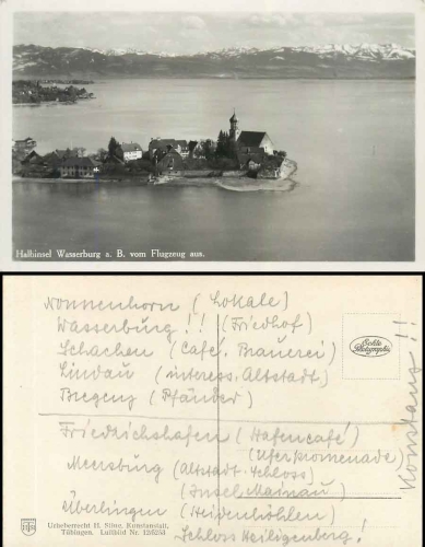 88142 Wasserburg Bodensee Luftaufnahme gebr. ca. 1930