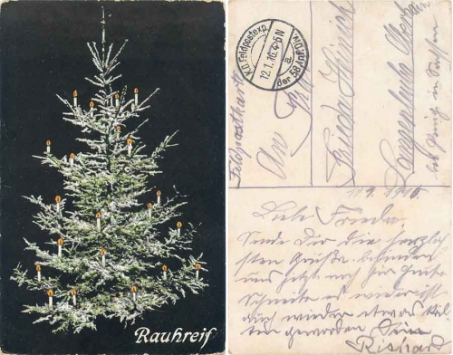 Christmas tree with candles Field Post 58th Infantry Division o 12.1.1916
