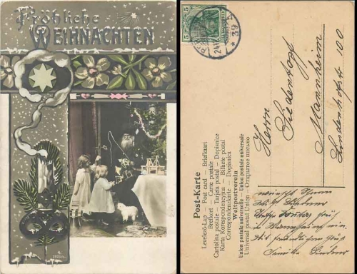 Weihnachtsmann Kinder Blumen o 24.12.1912