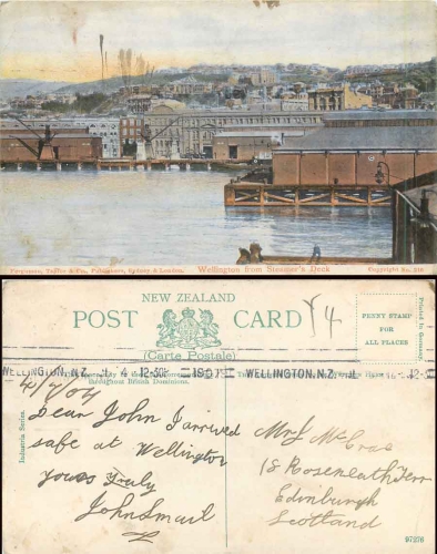 Wellington from Steamers Deck o 1907