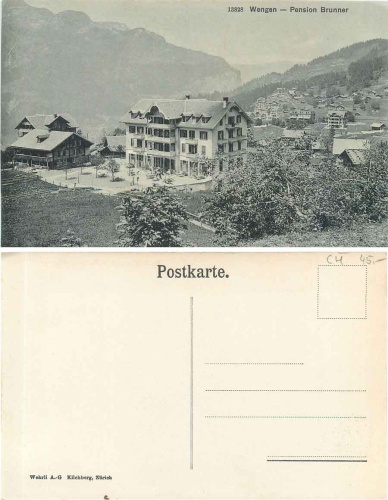 Wengen Pension Brunner Schweiz *ca. 1910