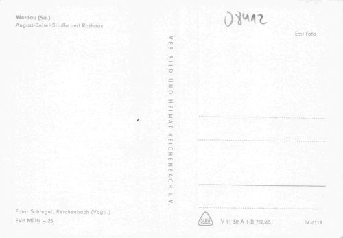 Werdau Sachsen August-Bebel-Strasse und Rathaus * 1965