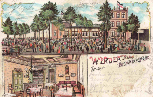 Werder Havel Restaurant Bismarckshöhe Litho alte Ansichtskarte o 1906