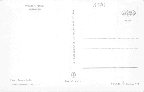 Werder Havel Mühlenblick alte Ansichtskarte * 1957