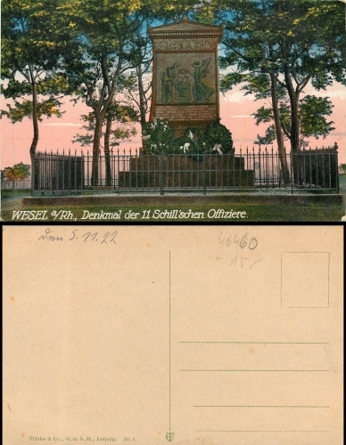 Wesel Memorial of the 11 Schillischen officers * around 1920