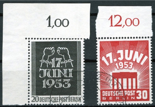 West Berlin Michel 110-111 o People's Uprising stamped