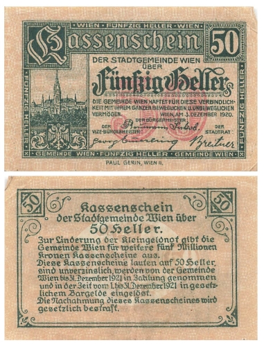 Wien 50 Heller 1920 Notgeld