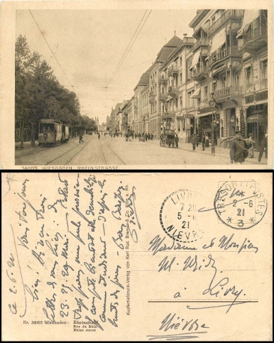 Wiesbaden Rheinstrasse Tram o 02.06.1921