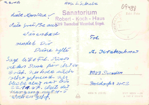 Wiesenbad Sanatorium Robert-Koch-Haus o 1967
