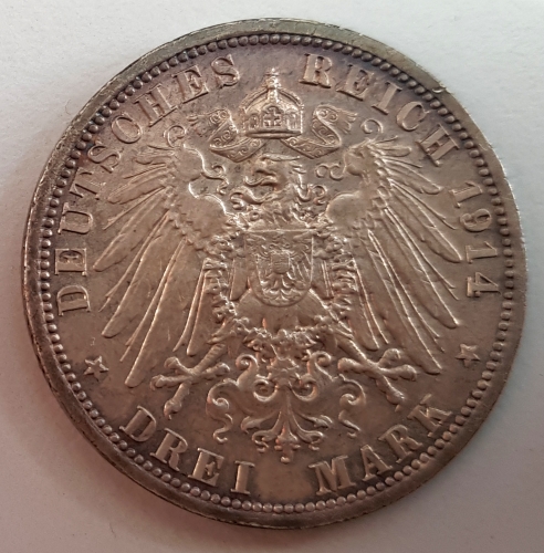 Jager 113 - 3 Mark PREUSSEN 1914 A Wilhelm II 1888-1918