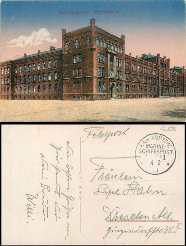 Wilhelmshaven shipyard barracks o April 4, 1918 Navy ship post 21