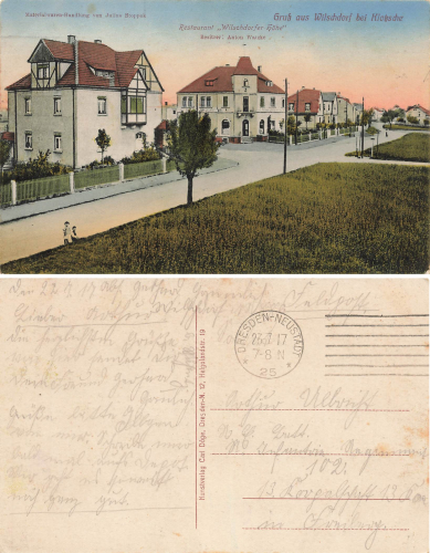 Wilschdorf bei Klotzsche Dresden Materialwaren Handlung Restaurant o 1917