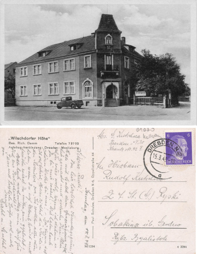 Wilschdorferhoehe Dresden Gasthof Rich. Damm o 1943