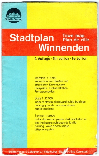 Winnenden city map around 1970