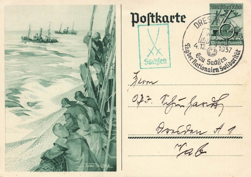 Winterhilfswerk WHW Ganzsache Sonderstempel Dresden N6 4.12.1937