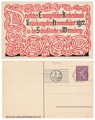Wittenberg founding ceremony of the church association in 1922 private postal stationery o May 25, 1922