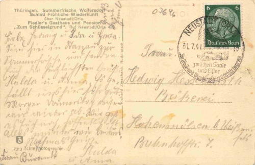 07646 Wolfersdorf Thüringen Schloss Fröhliche Wiederkunft o 1951