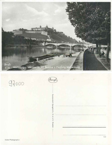 Wuerzburg Main section with bridge and fortress * ca. 1930