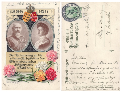Württemberg Blumentag silberne Hochzeit des Königspaares Privatganzsache